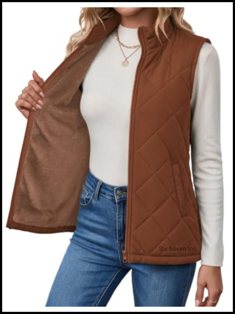 Womens Quilted Puffer Vest Zip Up Sleeveless Jacket Fall Winter Coat
